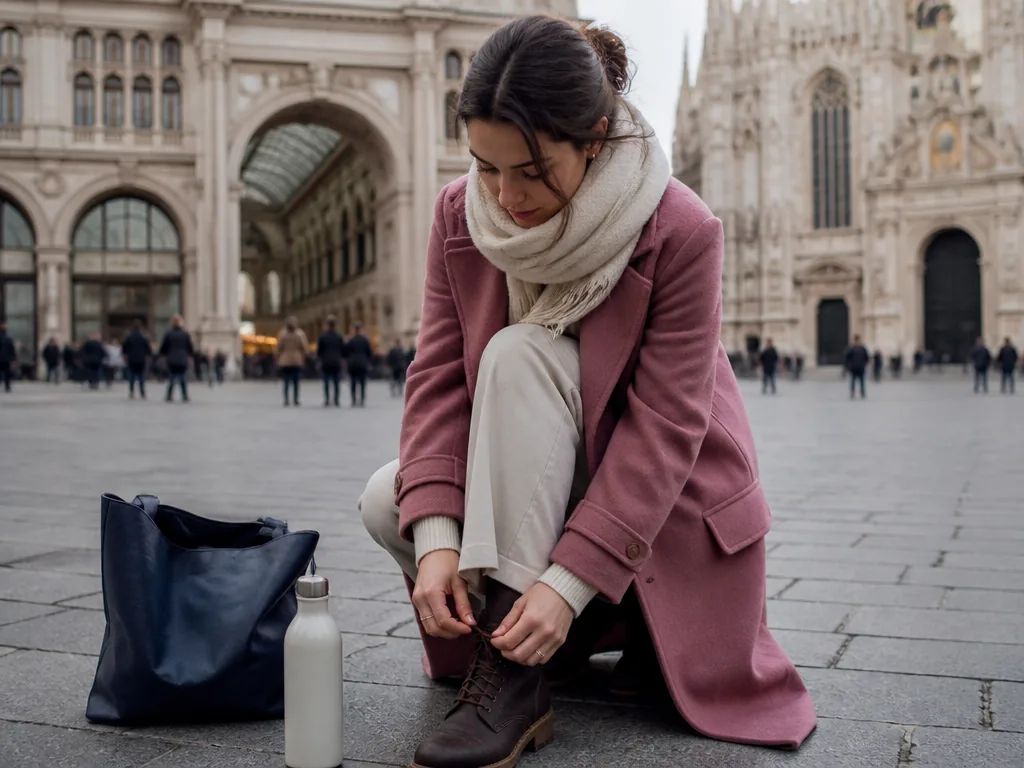Flânerie sous les arcades près du Duomo de Milan