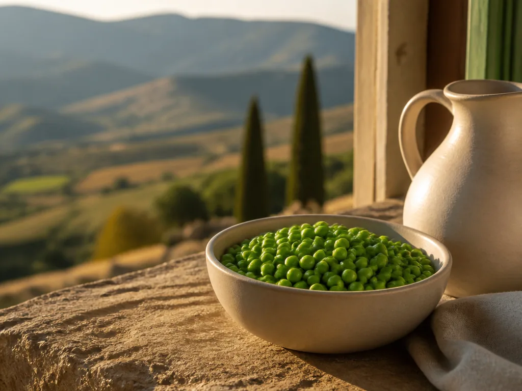 Assiette de petits pois frais sur une table de bistrot lillois